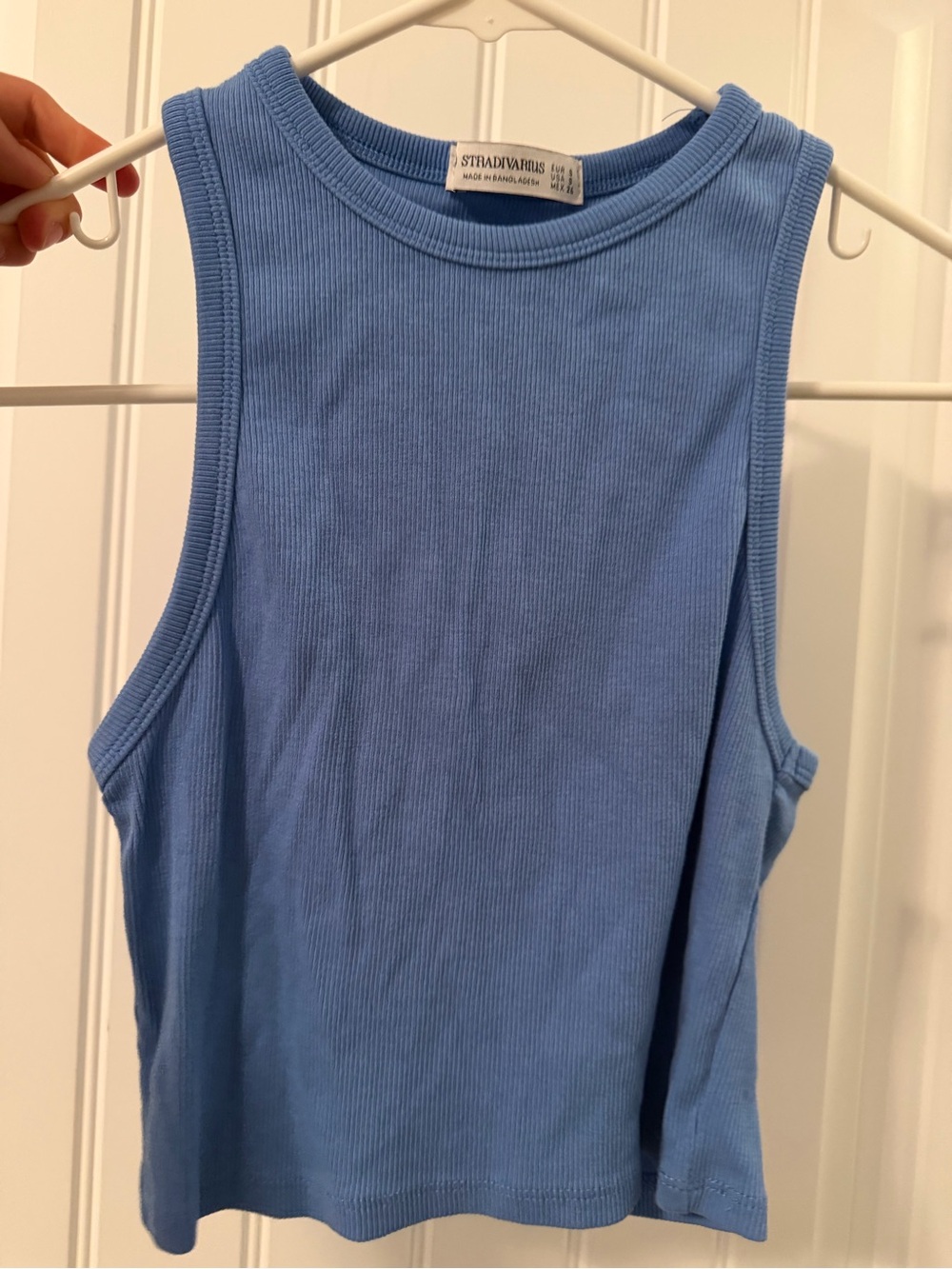 Stradivarius Light Blue Ribbed Tank Top